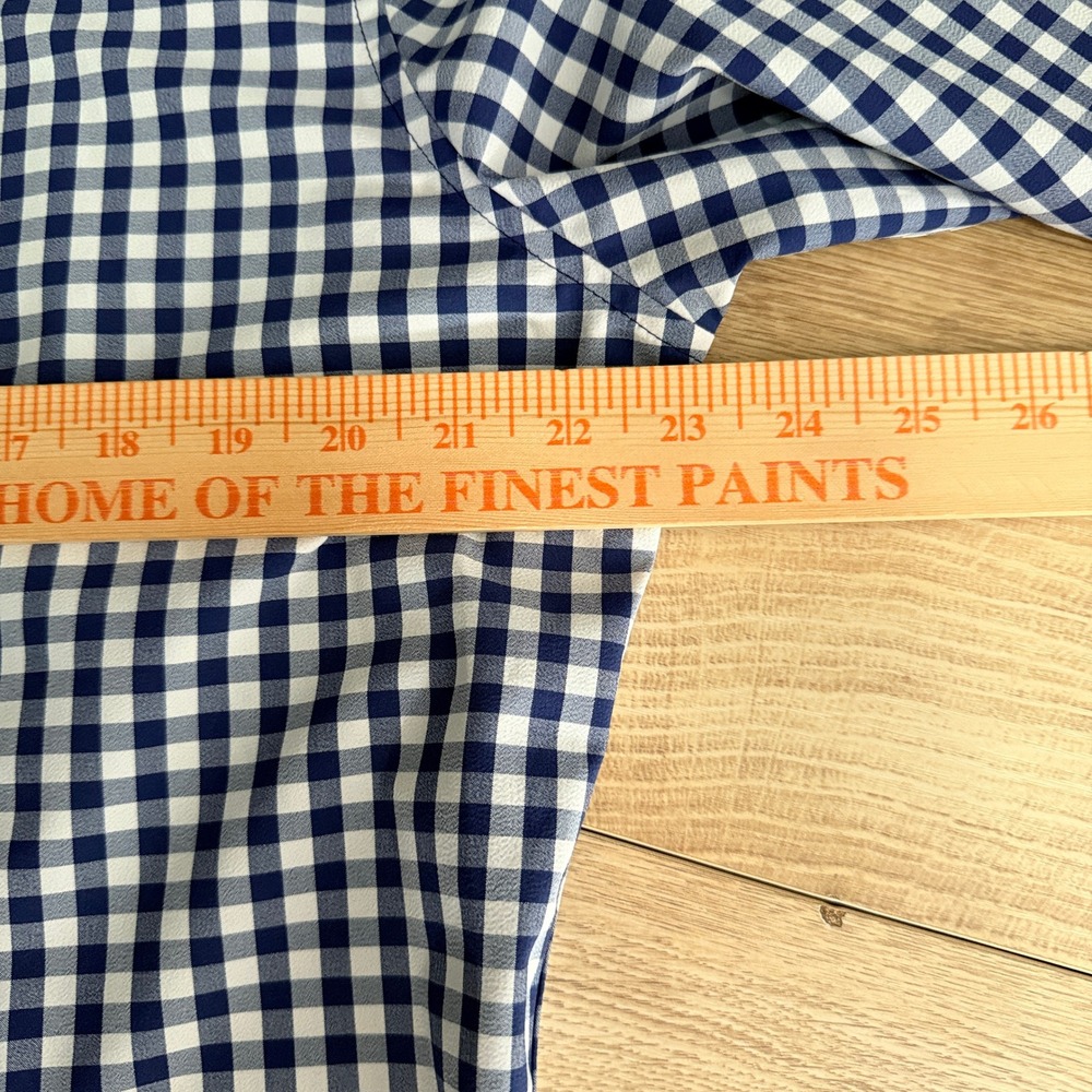 Mizzen+Main Leeward Dress Shirt‎ Trim Mens L Navy Blue Gingham Stretch No Tuck - Picture 7 of 8